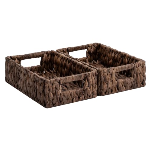 Wicker Baskets for Storage (Brown (Water Hyacinth) / 2x 11¼"L x 7½"W x 3½"H)