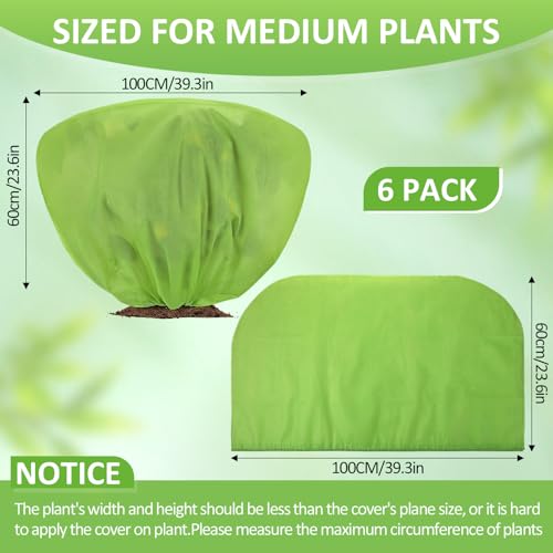 18 Pcs Winter Plant Covers Freeze Protection 39.4x23.6 Inch Horizontal Shrub Tree Plant Protection Bags Frost Blanket with Drawstring for Fall Winter Outdoor Garden Planting (Green)