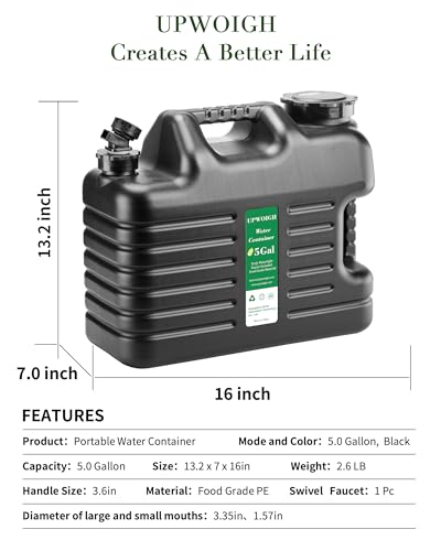 5 Gallon Camping Water Jug with Spigot (2 Count)