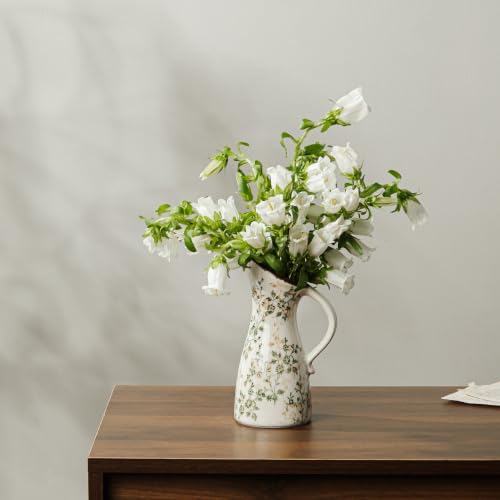 Ceramic Flower Vase for Home Decor (14-green and Beige)