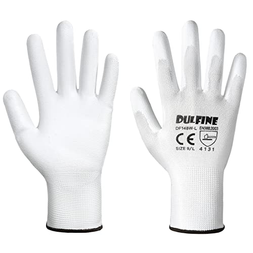 Safety Work Gloves for Men & Women 12 Pairs (White / Large)