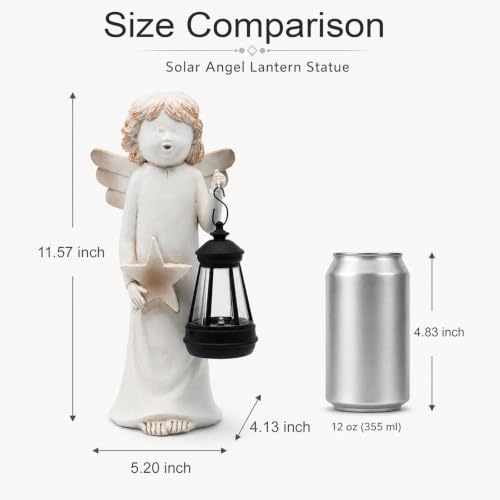 Garden Angel Statue with Solar Lantern (White Angel)