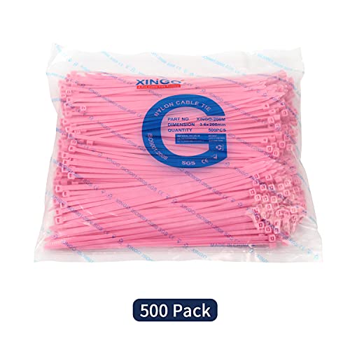 8 Inch Pink Cable Zip Ties (8 inch (40 lbs, 500 pcs) / Pink)