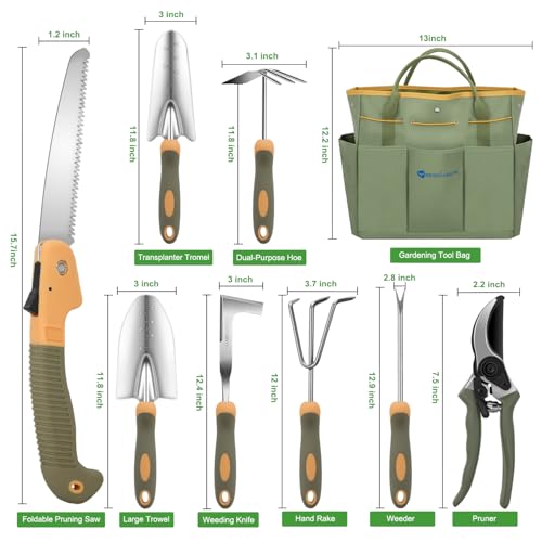 Gardening Tools 9 (9PCS Yellow Green)