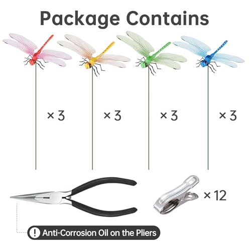12 Pack 3D Dragonfly Clips (Mixed Color)