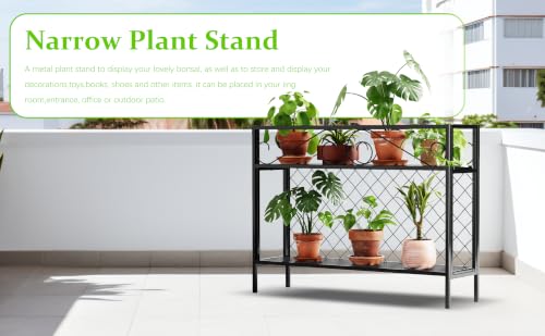 2 Tier Metal Narrow Plant Stand Indoor Outdoor 47.24L easy assembly