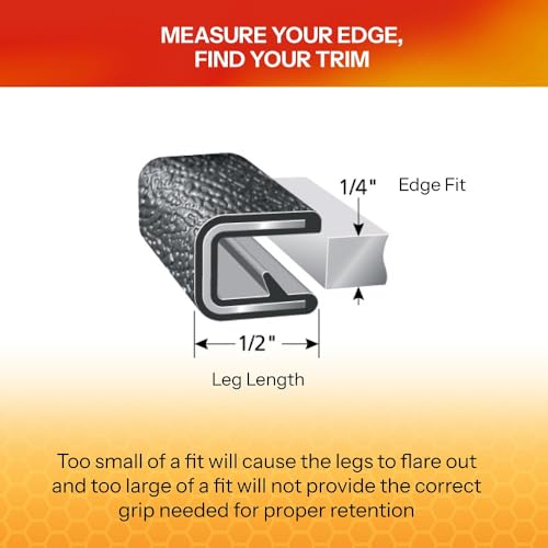 Edge Trim Fits 1 (25 Feet / Fits 1/4" Edge, 1/2” Leg Length, Single Gripping Finger)