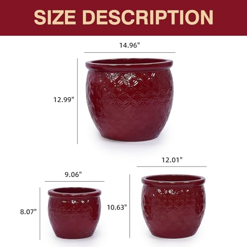Ceramic Plant Pots Set of 3 (Brick Red)