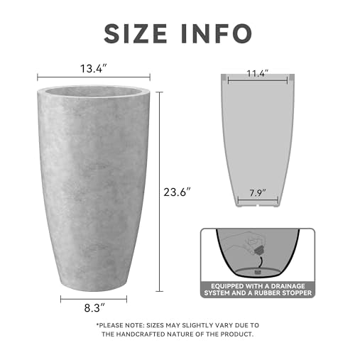 23.6" H Natural Concrete Tall Planters Two Pack (Natural Concrete / 23.6"H Two Pack)