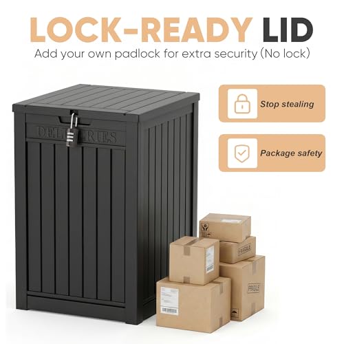 56 Gal Waterproof Outdoor Storage Box UV Resistant Deck Box (Black / 56 Gallon)