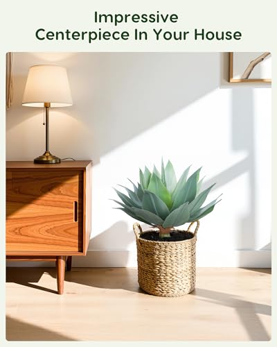 Outdoor Faux Plants UV Resistant Fake Agave Plant Artificial for Indoor and Outdoor Decor (Green-1 Pack)