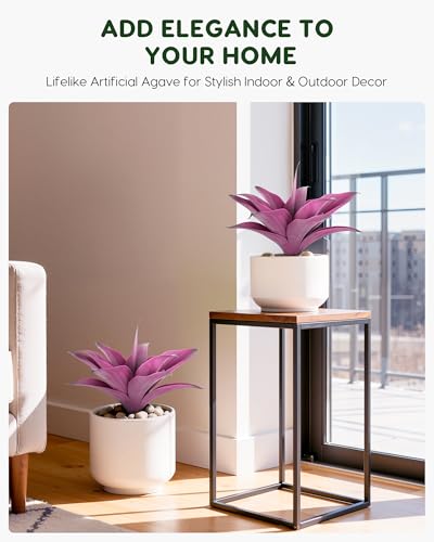 14 Inch Artificial Agave Plants (Purple*2 / 14 Inches)
