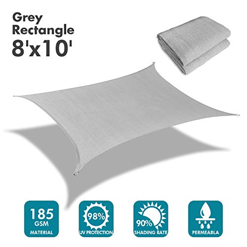 8'x10' Sun Shade Sail Gray Curved Rectangle (Gray / 0 8' X 1 0')