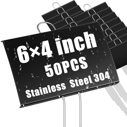 50 Pcs Large Plant Marker (4'' X 6'' with 11'' Stake / Black)