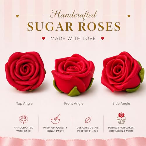 Edible Red Rose Toppers (Red)