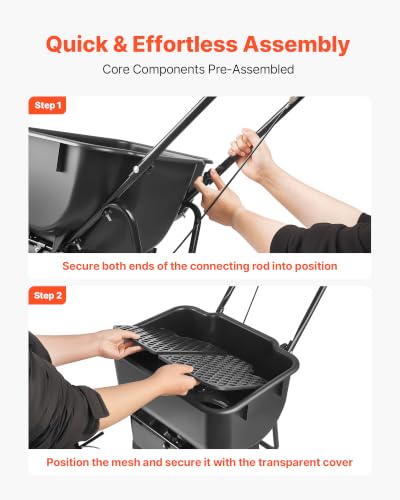 Push Lawn Spreader 80 lbs Capacity Walk (80LB / Black)
