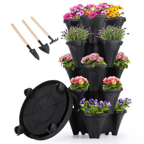 Vertical Planter Tower (Black / 5 Tier)