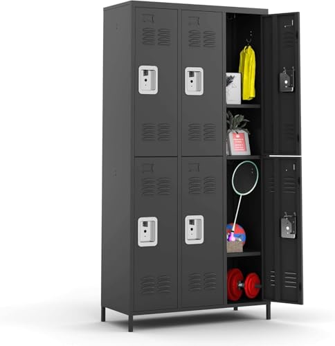 6 Doors Metal Employee Locker (6 Door-Upgraded / Black)