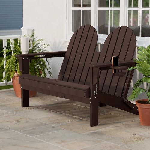 Outdoor Patio HDPE Adirondack Garden Skinny Bench (Dark Brown / 49.5IN)