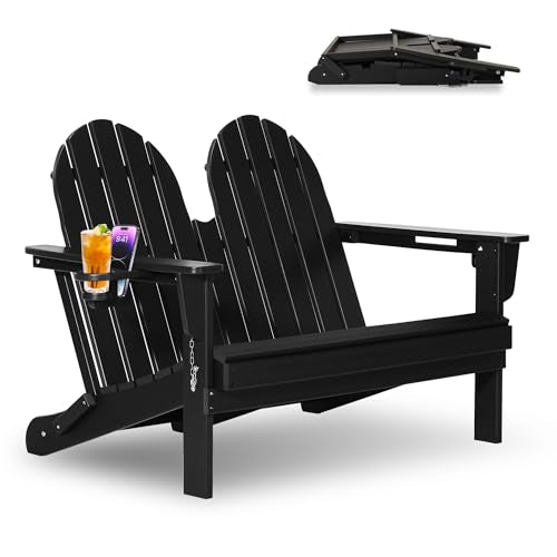 Outdoor Patio HDPE Adirondack Garden Skinny Bench (Black / 49.5IN)