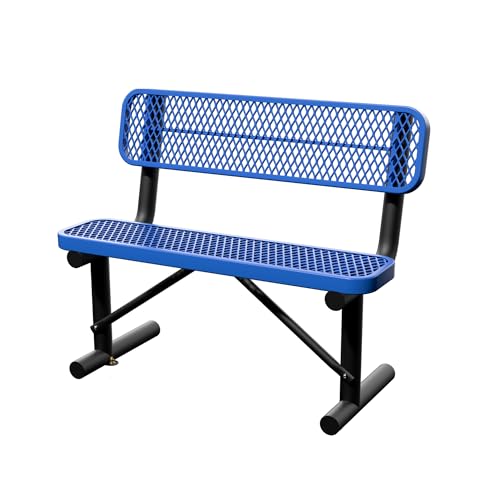 4 Feet Steel Park Bench for Outside (4 FT / Dark Blue)