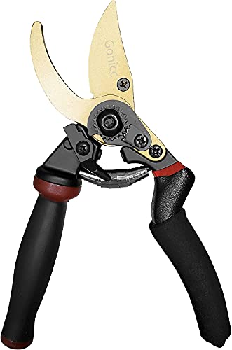 8.5" Professional Rotating Bypass Titanium Pruning Shears (Golden Rotating Titanium Bypass Pruning Shears)