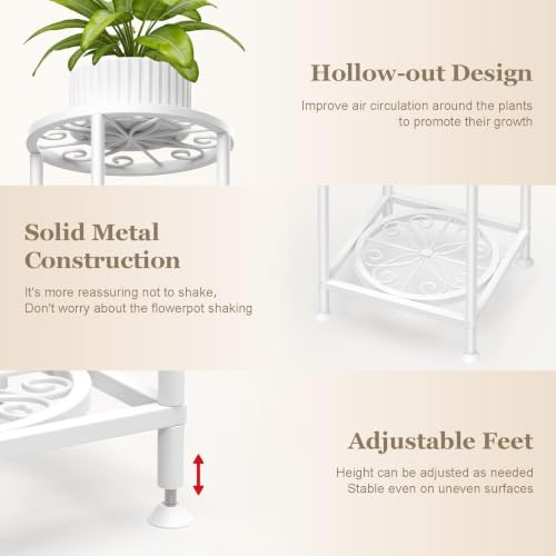 4 Tier Plant Stand Indoor Outdoor (Flower White / 4 Tier)