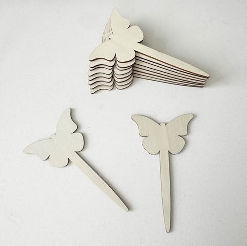 100 Pcs Wood Plant Labels (Butterfly)