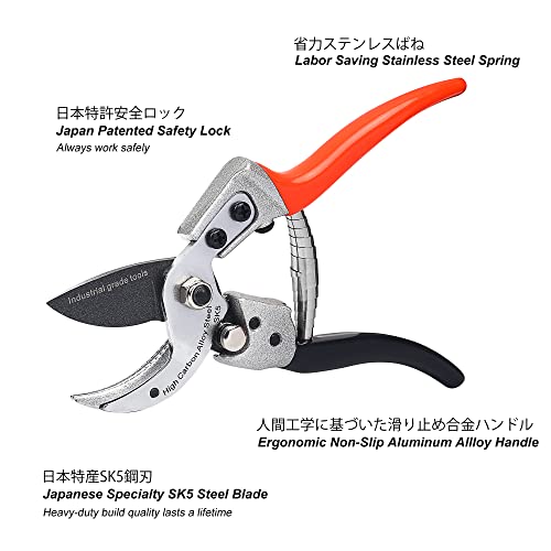 TONMA 8" Anvil Pruning Shears (Anvil Pruning Shears (Orange))