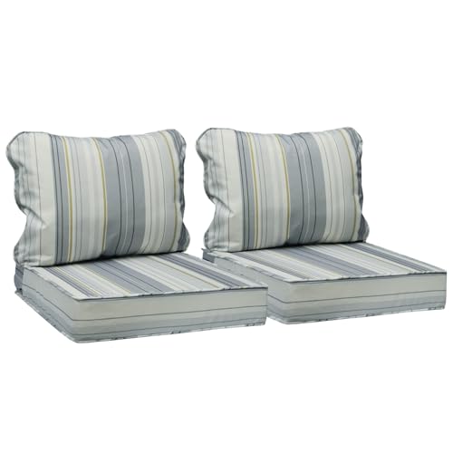 Outdoor Chair Cushions (Ash Blue Harbor Stripe / 23.5"x25.5"x5" / 23.5"x19")
