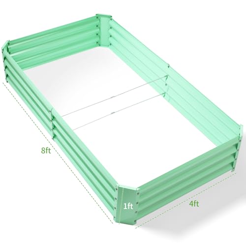 8×4×1ft Galvanized Metal Raised Garden Bed (Lime Green / 8×4×1ft)