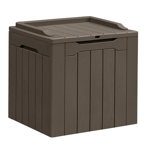 31 Gallon Resin Deck Box All Weather Outdoor Storage Boxes for Patio Furniture Set (Brown / 31 Gallon)