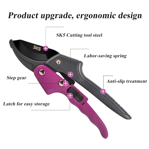 Premium 8 inch garden clippers (Purple)