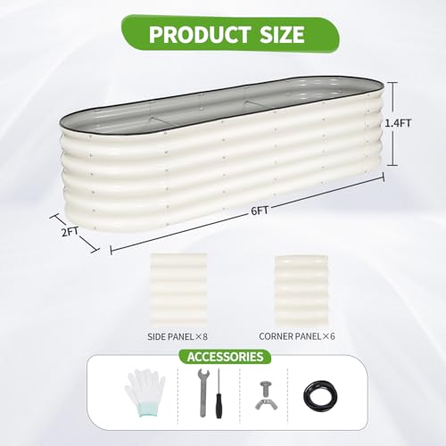 Galvanized Raised Garden Bed Outdoor (White / 6x2x1.4ft)