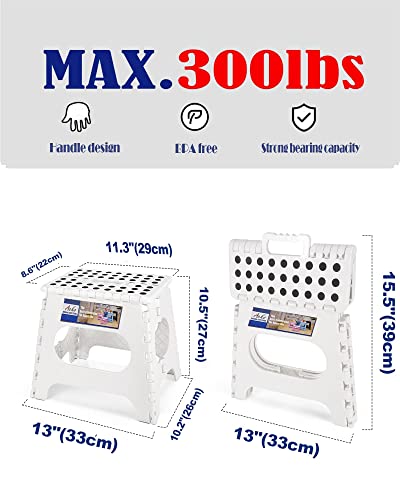 Folding Step Stools 11 Inch (White / 11 Inch-2 Pack)