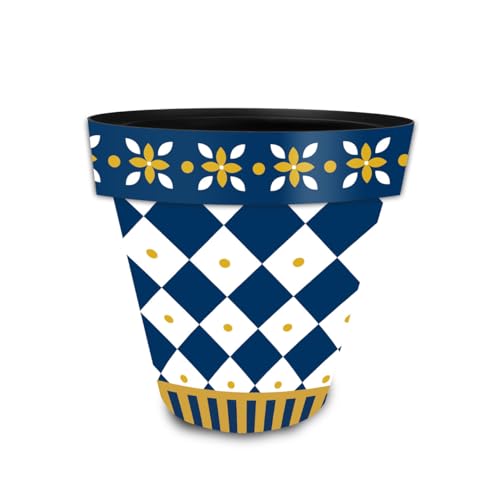 Everyday Planter 8.5" x 8.5" x 8.5" Blue and Gold Small Planter (Bg Checker / Small)