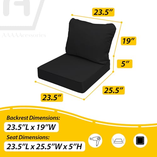 Outdoor Chair Cushions (Charcoal Black / 23.5"x25.5"x5" / 23.5"x19")