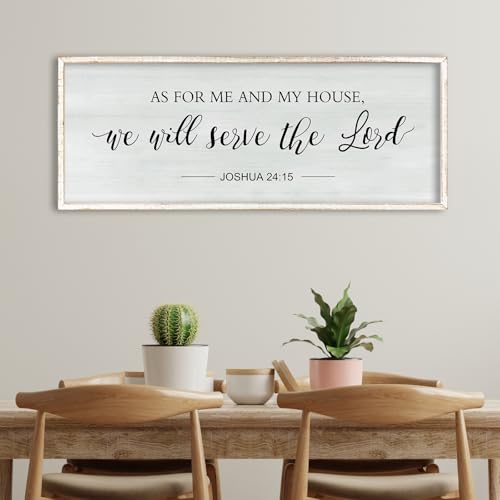 As for Me and My House We Will Serve the Lord Wall Decor 40"×15" White (40"L x 15"W / As for Me and My House (White))
