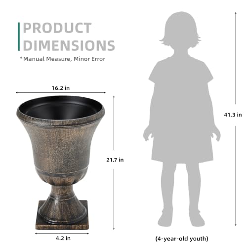 22" Tall Urn Planters Set of 2 Large Flower Pots (22"-antique Bronze)