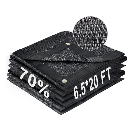Shade Cloth for Garden (6.5FTx20FT / 70% Shade-Black)