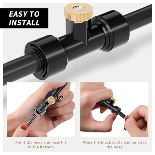 Misting Nozzles Kit Include 30 Pcs Misting nozzle 25 Pcs Misting 5 Pcs Plug nozzle tees for Outdoor Spray Cooling System (60)
