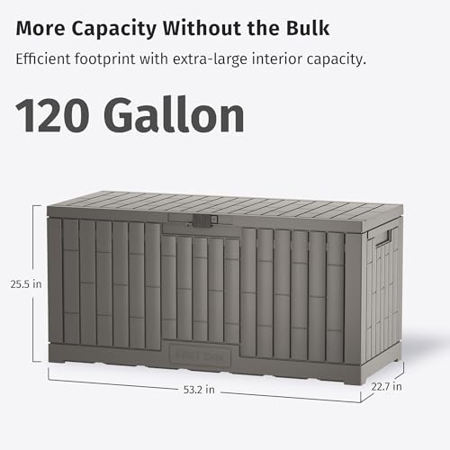 120 Gallon Outdoor Storage Box (Grey / Large 120 Gallon)