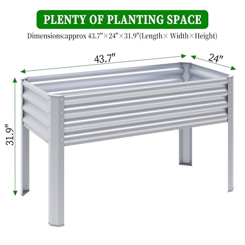 Galvanized Raised Garden Bed with Legs (43"x24"x32" / Sliver(1PCS))