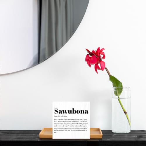 Sawubona Self Love Rustic Home Office Decor Wooden Box Sign (White 1240 / Wooden box（5.1 x 5.1 inches）)