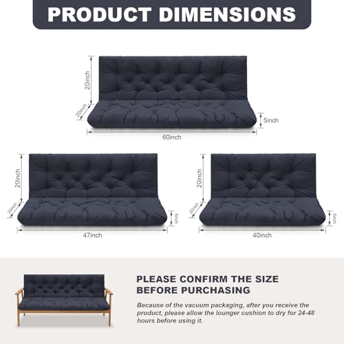 Outdoor Swing Cushions (Navy Blue / 60x 40 inches)