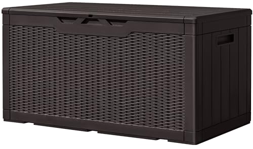 100 Gallon Resin Deck Box Large Outdoor Storage (100 Gallon / Dark Brown)