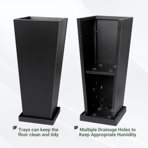 26" Metal Tall Outdoor Planters Set of 2 (26" H)