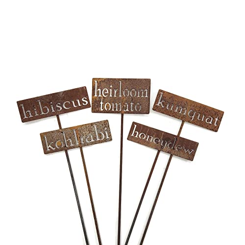 Classic Metal Garden Markers 19 Inches Tall (Naturally Rusted)