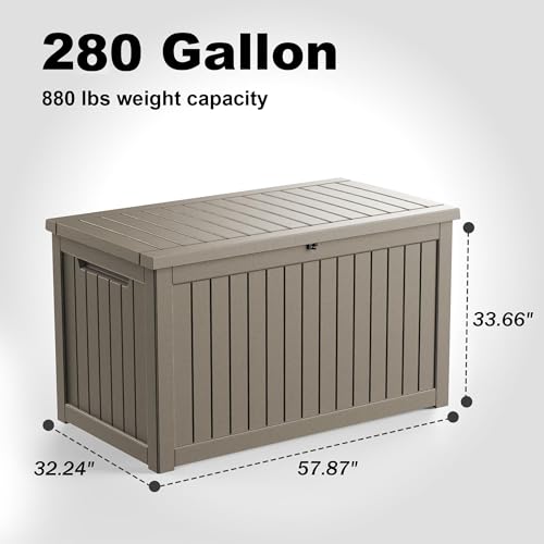 280 Gallon Outdoor Deck Box (Grey / 280 gallon)
