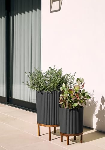 Demi Series Raised Duo Planters (Black/Brown / Bundle)